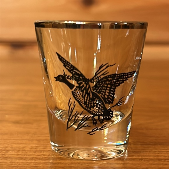 Vintage 1960s 3 Gamebird Silver Rimmed Shot Glasses - Grouse Pheasant Canvasback - Picture 2 of 10